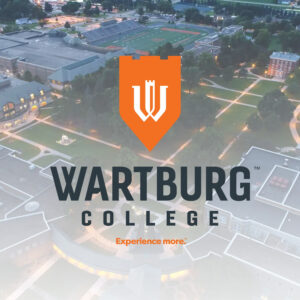 Wartburg College Logo with Campus Background